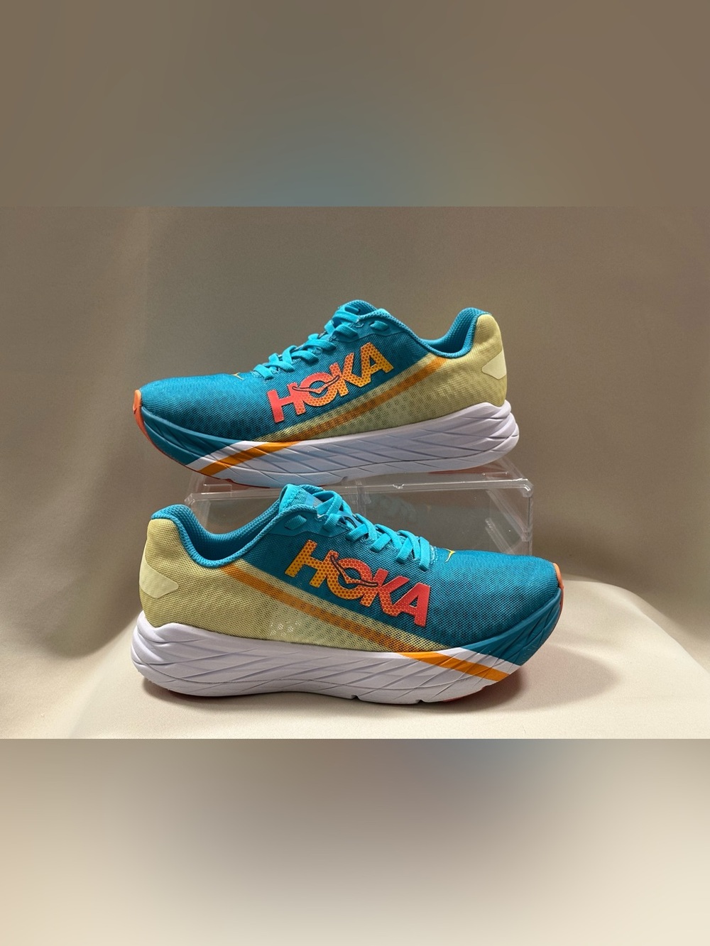 Hoka One One Rocket X Running Shoes Sneakers Blue Yellow
Mens Size W8.5/M7.5